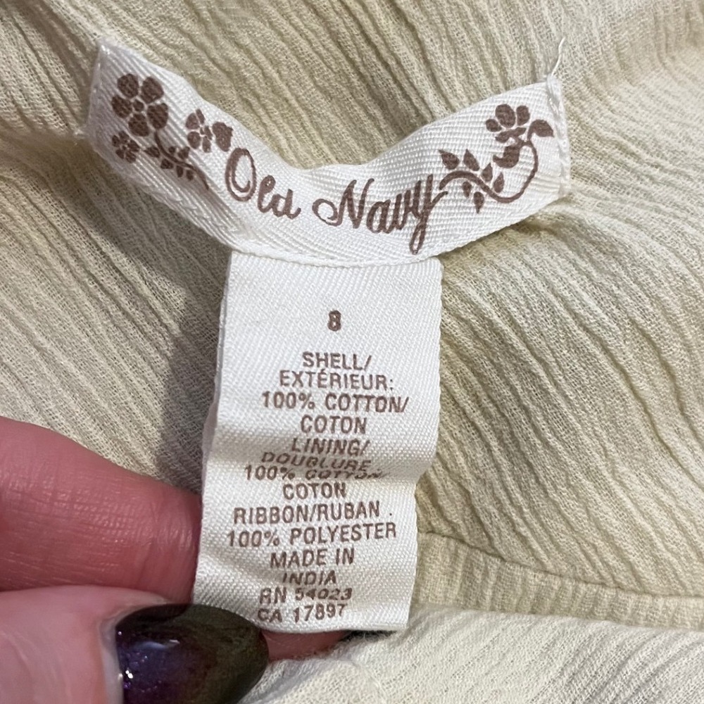 VTG Y2K Old Navy Cream Beaded Neutral Braided Faux Wrap Midi Dress Size 8 Medium - Picture 7 of 9
